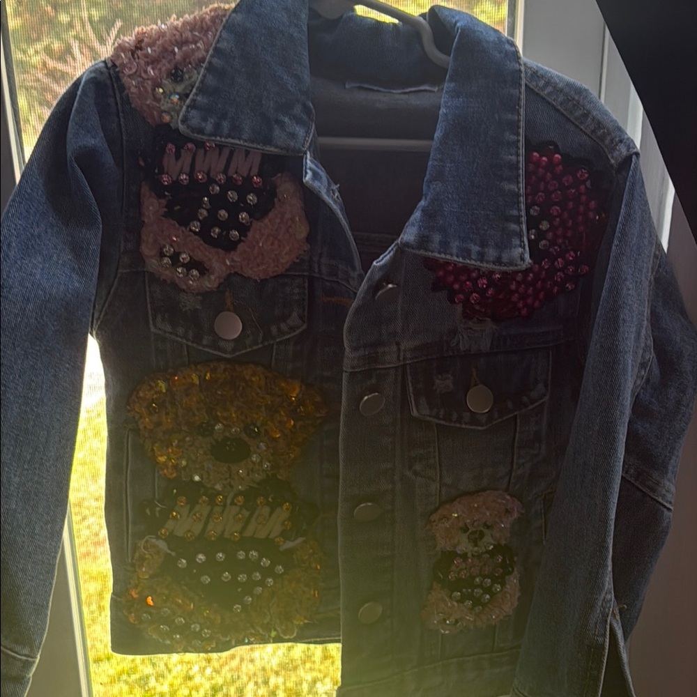 Kids Denim Jacket with Sequin Accents